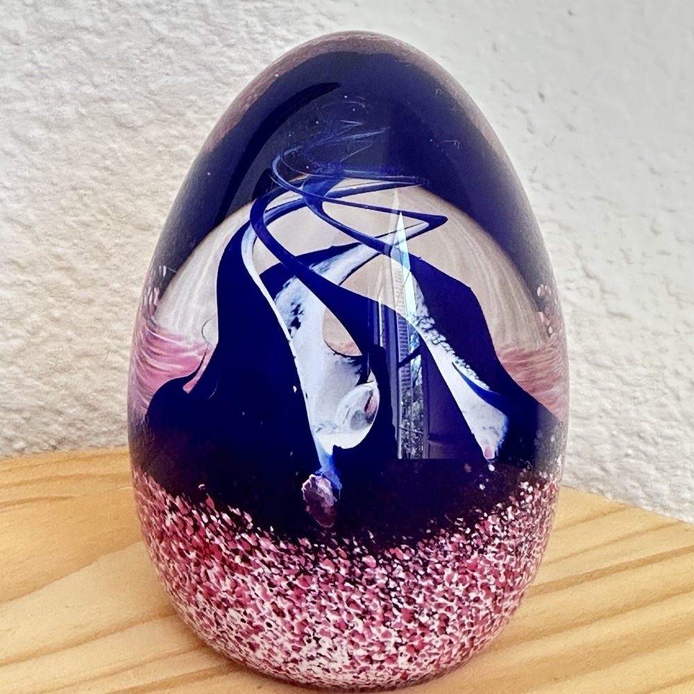 Caithness Innovation Scotland Art Glass Paperweight 3.5" Swirl Speckled 368/750‎
